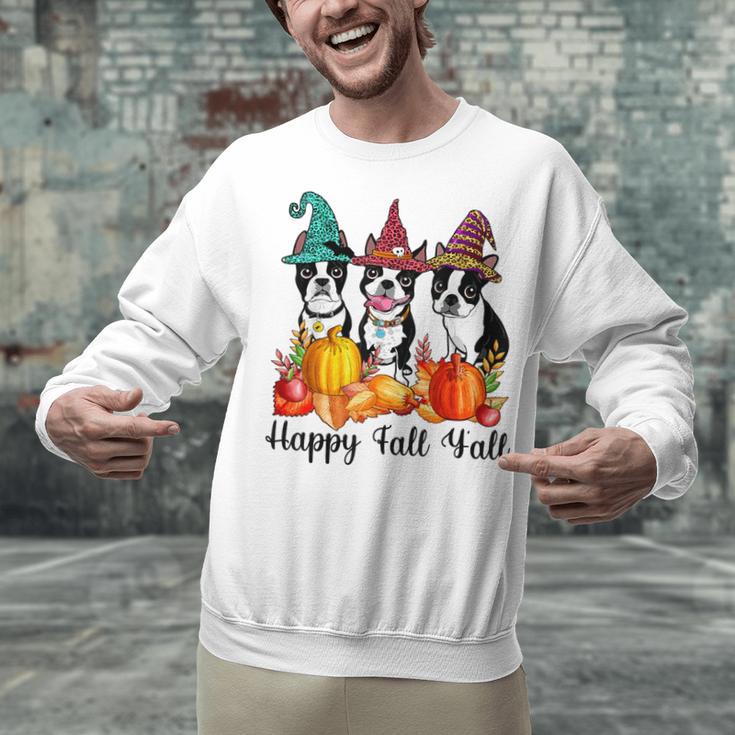 Boston Terrier Dog Lover Fall Ya'Ll Halloween Costume Men Women Unisex Sweatshirt, Boston Terrier Halloween Sweatshirts, gift for family, gift for coworker