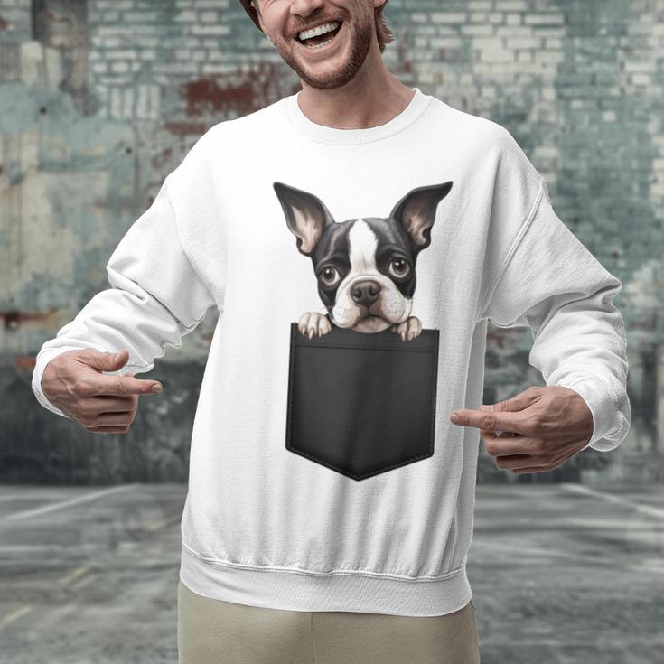 Boston Terrier Dog Puppy Dog In Pocket Cute Pet Lover Unisex Sweatshirt, gift for family, gift for coworker