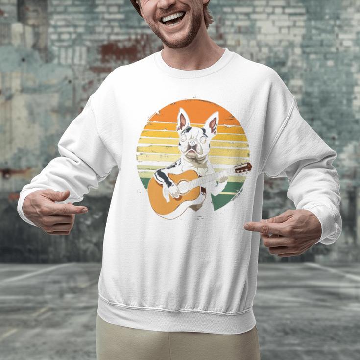 Boston Terrier Guitar Retro Unisex Sweatshirt, gift for family, gift for coworker