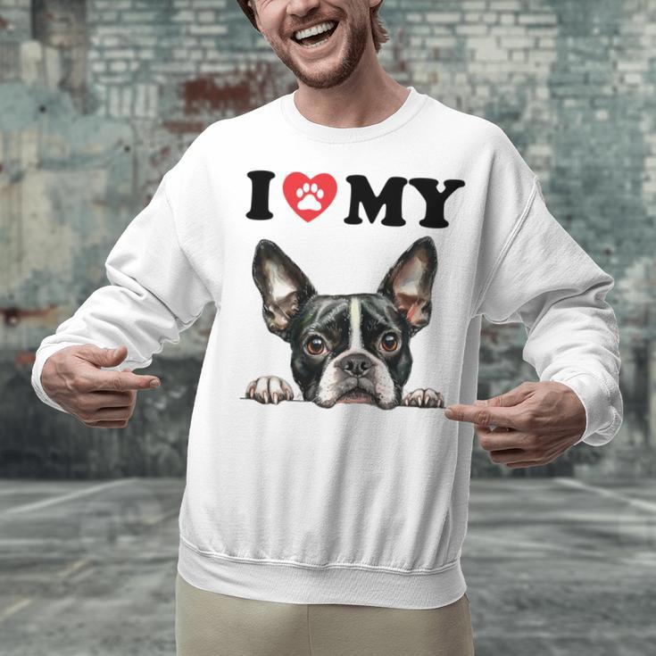 Boston Terrier I Heart My Dog Dog Lover Unisex Sweatshirt, gift for family, gift for coworker
