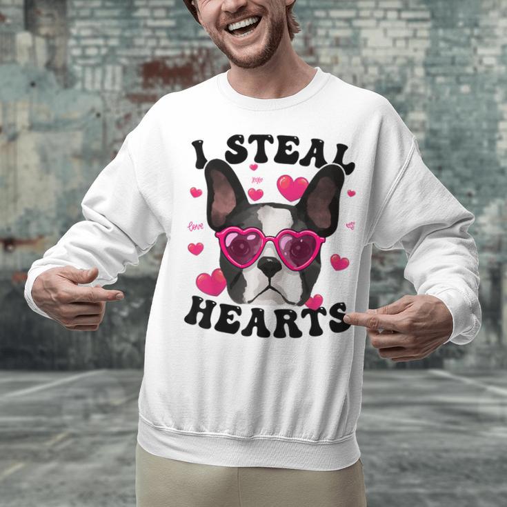 Boston Terrier Heart Glasses Girls Bostie Valentines Day Unisex Sweatshirt, gift for family, gift for coworker
