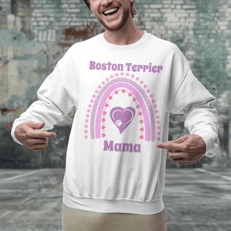 Boston Terrier Mama Cute Rainbow Paw Heart Shape Unisex Sweatshirt, gift for family, gift for coworker