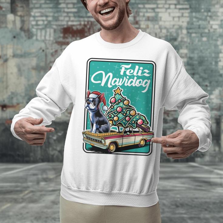 Boston Terrier Merry Christmas Tree Truck Dog X-Mas Unisex Sweatshirt, Boston Terrier Christmas Sweatshirts, gift for family, gift for coworker
