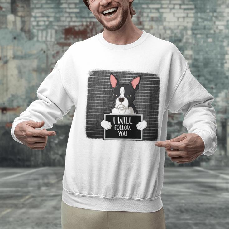 Boston Terrier Mug Shot Guilty Dog Unisex Sweatshirt, gift for family, gift for coworker