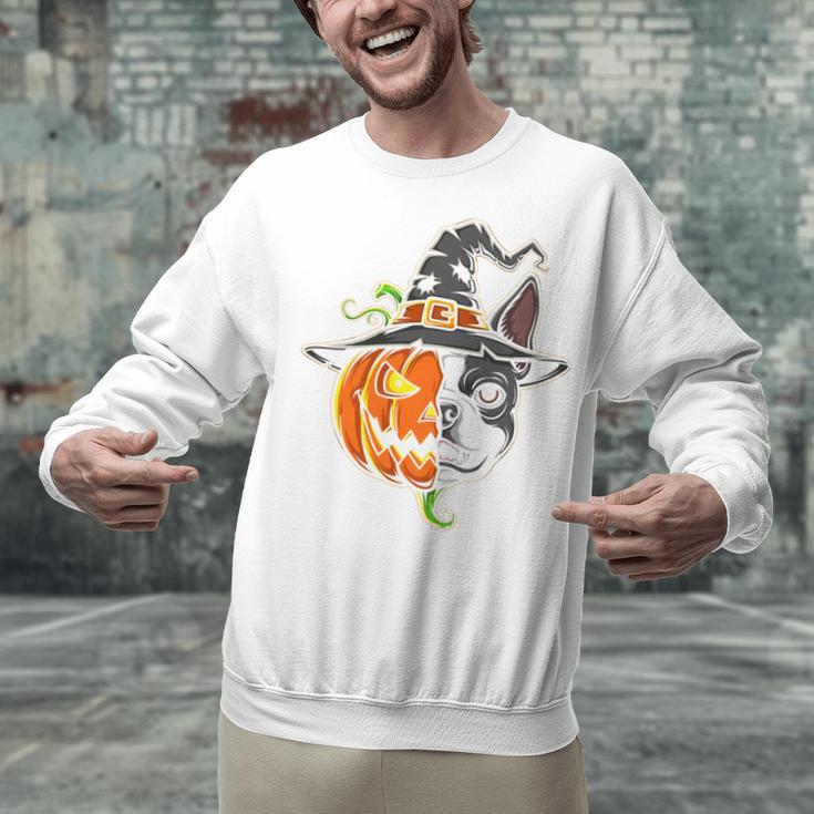 Boston Terrier Pumpkin Jack O Lantern Halloween Unisex Sweatshirt, Boston Terrier Halloween Sweatshirts, gift for family, gift for coworker
