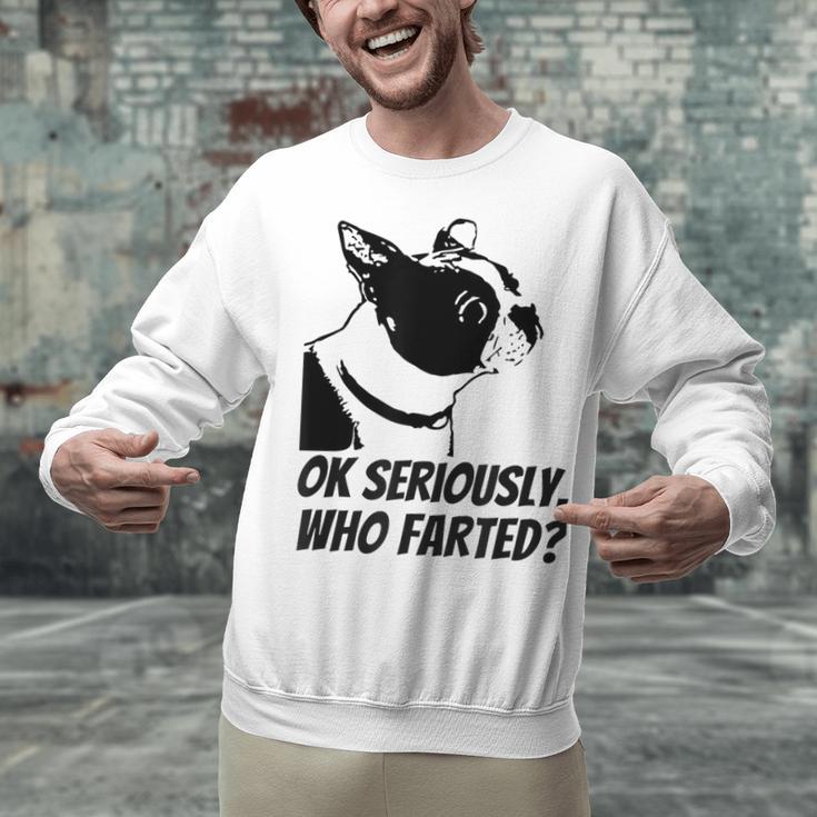 Boston Terrier Shirt Ok Seriously Who Farted Unisex Sweatshirt, gift for family, gift for coworker