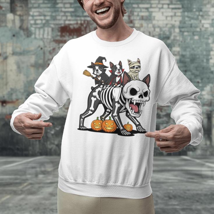 Boston Terrier Skeleton Mummy Witch Halloween Unisex Sweatshirt, Boston Terrier Halloween Sweatshirts, gift for family, gift for coworker