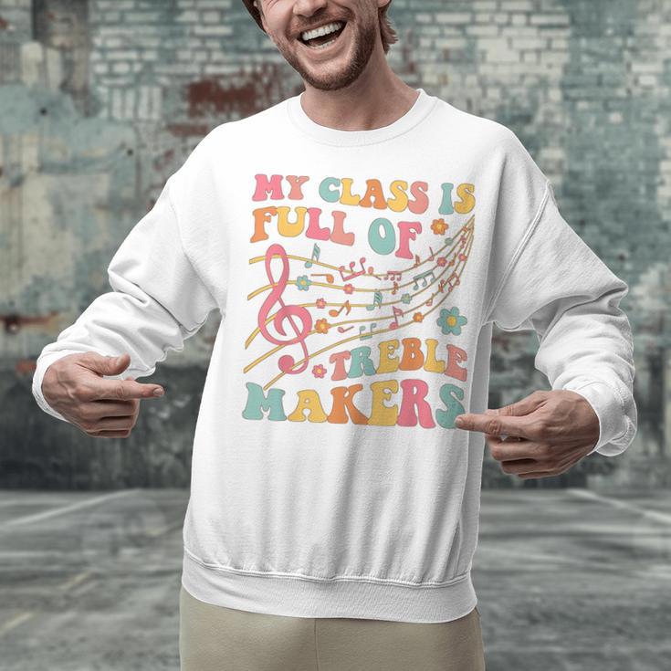 My Class Is Full Of Treble Makers Funny Music Teacher Groovy Men Women Girls Kids Unisex Sweatshirt, Groovy Teacher Sweatshirts, gift for family, gift for coworker