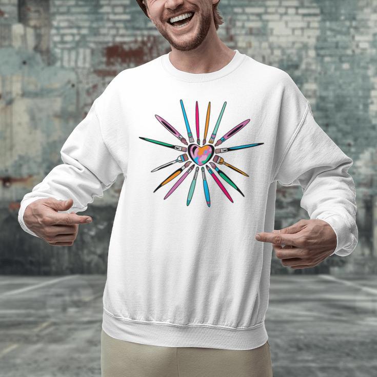 Cool Brush Heart Shape Art Teacher Paint For Artist Painter Unisex Sweatshirt, gift for family, gift for coworker Cool Brush Heart Shape Art Teacher Paint For Artist Painter Unisex Sweatshirt, gift for family, gift for coworker