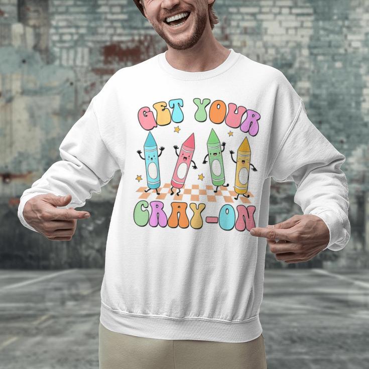 Get Your Cray-On Preschool Teacher Kindergarten Teacher Unisex Sweatshirt, gift for family, gift for coworker Get Your Cray-On Preschool Teacher Kindergarten Teacher Unisex Sweatshirt, gift for family, gift for coworker