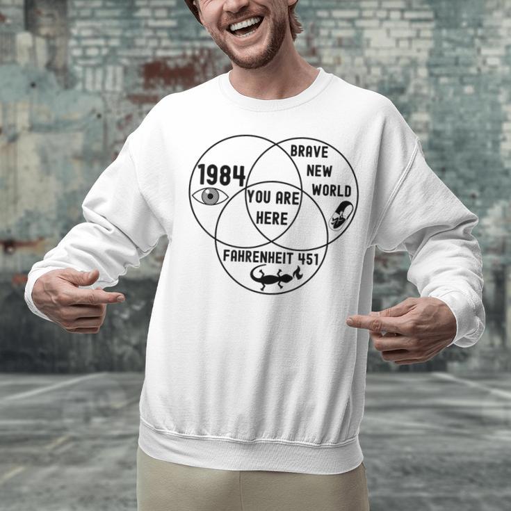 You Are Here Dystopian Venn Diagram English Teacher Bk Unisex Sweatshirt, English Teacher Sweatshirts, gift for family, gift for coworker You Are Here Dystopian Venn Diagram English Teacher Bk Unisex Sweatshirt, English Teacher Sweatshirts, gift for family, gift for coworker