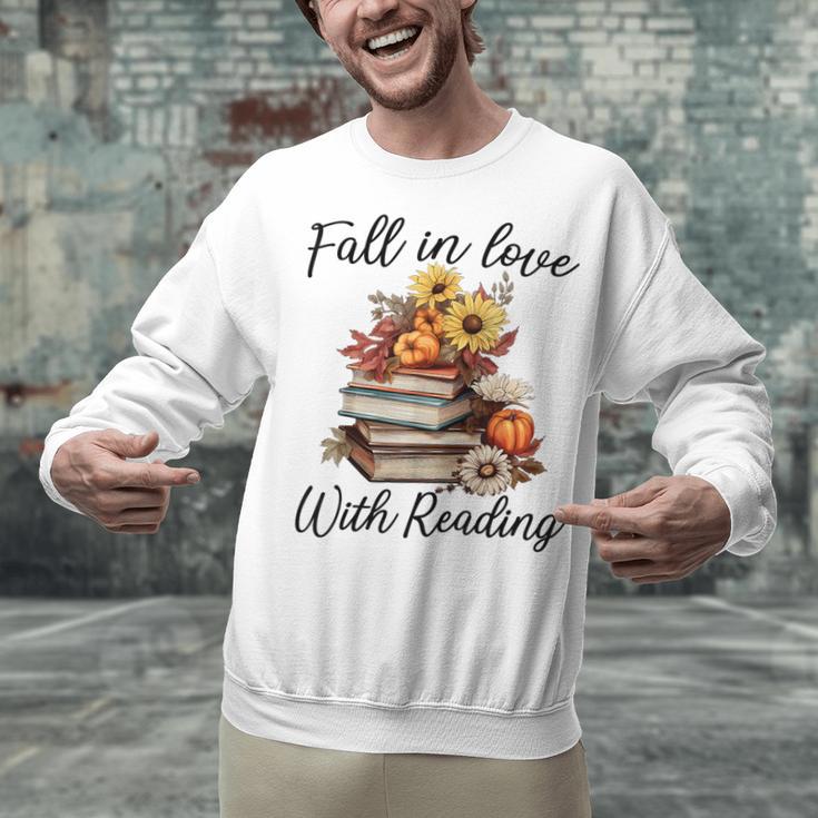 Fall In Love With Reading Book Autumn Teachers Pumpkins Unisex Sweatshirt, gift for family, gift for coworker Fall In Love With Reading Book Autumn Teachers Pumpkins Unisex Sweatshirt, gift for family, gift for coworker