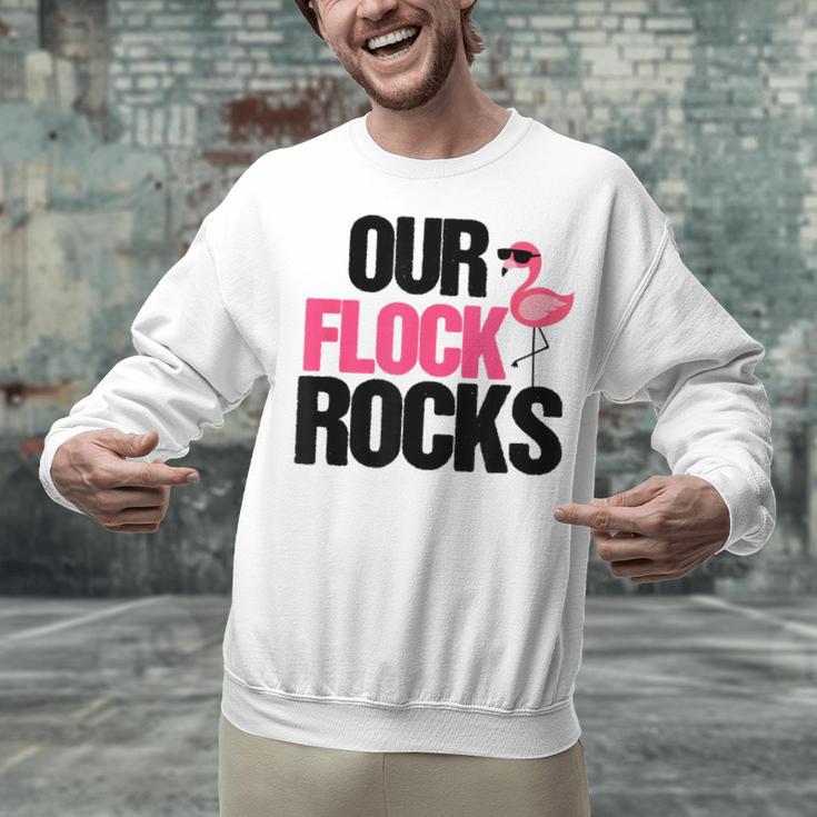 Our Flock Rocks Flamingo Mother's Day Teacher Unisex Sweatshirt, gift for family, gift for coworker