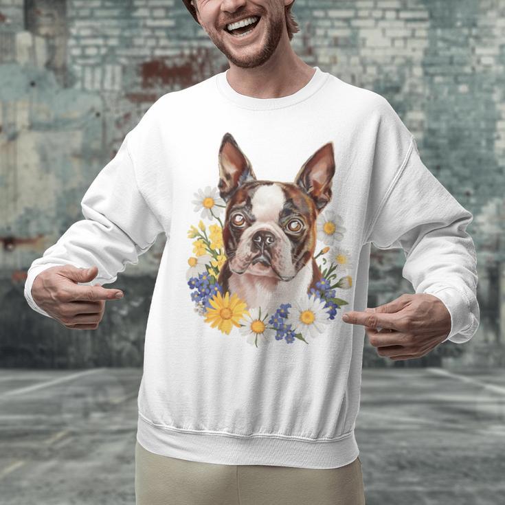 Floral Boston Terrier Unisex Sweatshirt, gift for family, gift for coworker