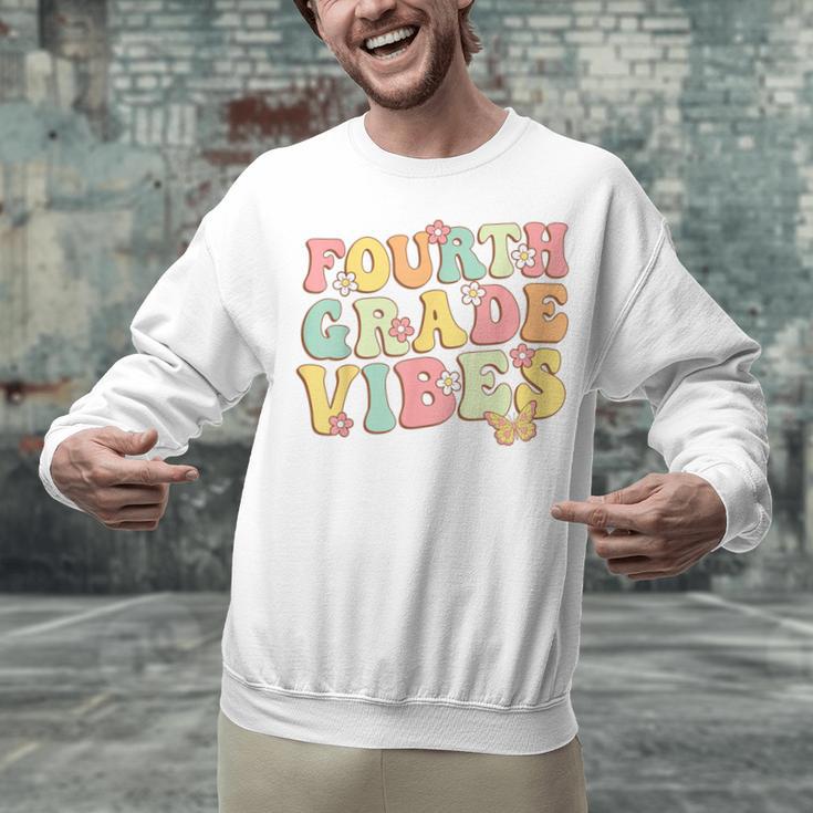 Fourth Grade Vibes Hello Team 4th Grade Teacher Kids Retro Unisex Sweatshirt, 4th Grade Teacher Sweatshirts, gift for family, gift for coworker