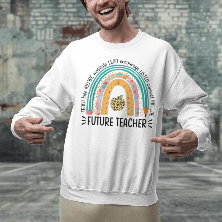 Future Teacher Cute Rainbow Leopard Teacher Outfit For Men Women Girls Kids Unisex Sweatshirt, Future Teacher Sweatshirts, gift for family, gift for coworker Future Teacher Cute Rainbow Leopard Teacher Outfit For Men Women Girls Kids Unisex Sweatshirt, Future Teacher Sweatshirts, gift for family, gift for coworker