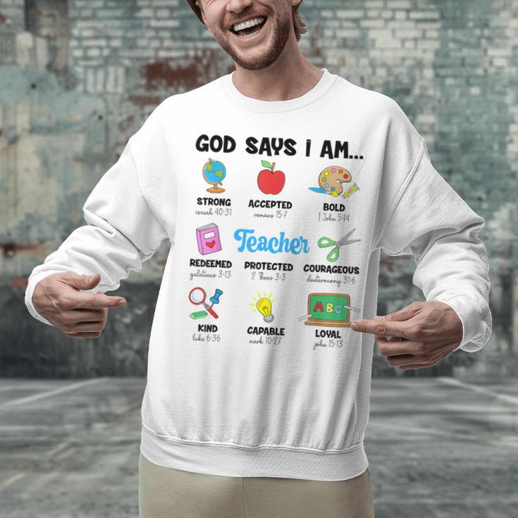 God Says Im Teacher Christian Back To School Religious Unisex Sweatshirt, gift for family, gift for coworker God Says Im Teacher Christian Back To School Religious Unisex Sweatshirt, gift for family, gift for coworker