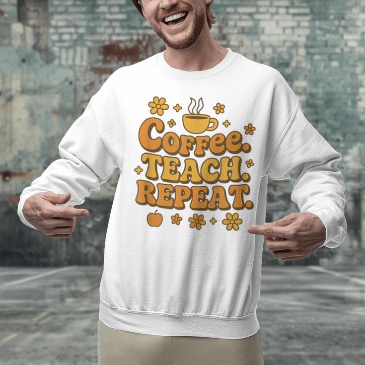 Groovy Coffee Teach Repeat Retro Teacher Unisex Sweatshirt, Groovy Teacher Sweatshirts, gift for family, gift for coworker Groovy Coffee Teach Repeat Retro Teacher Unisex Sweatshirt, Groovy Teacher Sweatshirts, gift for family, gift for coworker
