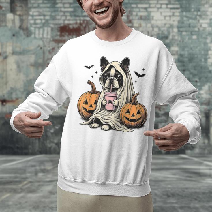 Halloween Boston Terrier Ghost Unisex Sweatshirt, Boston Terrier Ghost Sweatshirts, Boston Terrier Halloween Sweatshirts, gift for family, gift for coworker