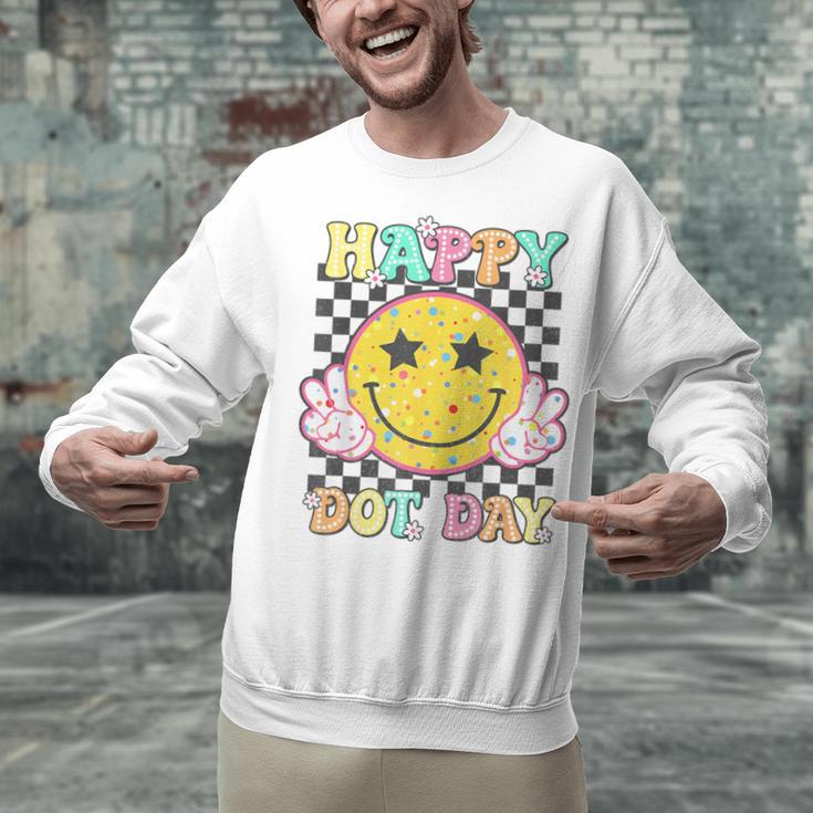 Happy Dot Day Hippie Flowers Smile Face Groovy Teacher Kids Unisex Sweatshirt, Groovy Teacher Sweatshirts, gift for family, gift for coworker Happy Dot Day Hippie Flowers Smile Face Groovy Teacher Kids Unisex Sweatshirt, Groovy Teacher Sweatshirts, gift for family, gift for coworker
