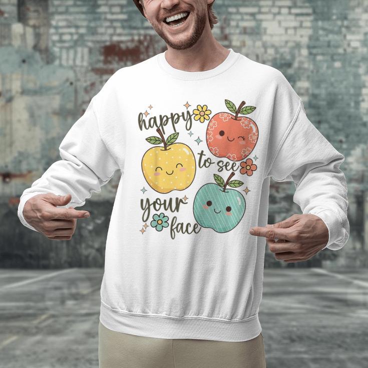 Happy To See Your Face Teacher Apple Unisex Sweatshirt, gift for family, gift for coworker Happy To See Your Face Teacher Apple Unisex Sweatshirt, gift for family, gift for coworker