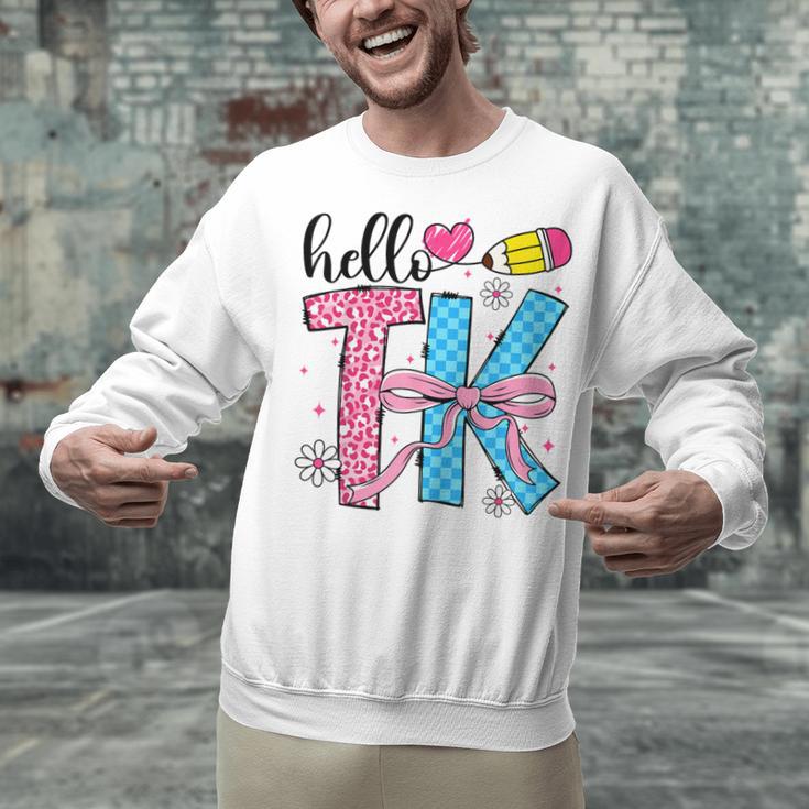 Hello TK Transitional Kindergarten Back To School Teacher Unisex Sweatshirt, gift for family, gift for coworker Hello TK Transitional Kindergarten Back To School Teacher Unisex Sweatshirt, gift for family, gift for coworker