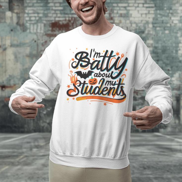 I'm Batty About My Students Watercolor Bat Teacher Halloween Unisex Sweatshirt, gift for family, gift for coworker