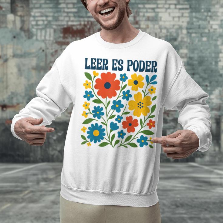 Leer Es Poder Cute Floral Boho Spanish Teacher Reading Unisex Sweatshirt, gift for family, gift for coworker Leer Es Poder Cute Floral Boho Spanish Teacher Reading Unisex Sweatshirt, gift for family, gift for coworker