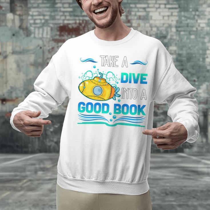 Librarian Teacher Dive Into A Good Book Reading Premium Tri-Blend Unisex Sweatshirt, gift for family, gift for coworker Librarian Teacher Dive Into A Good Book Reading Premium Tri-Blend Unisex Sweatshirt, gift for family, gift for coworker