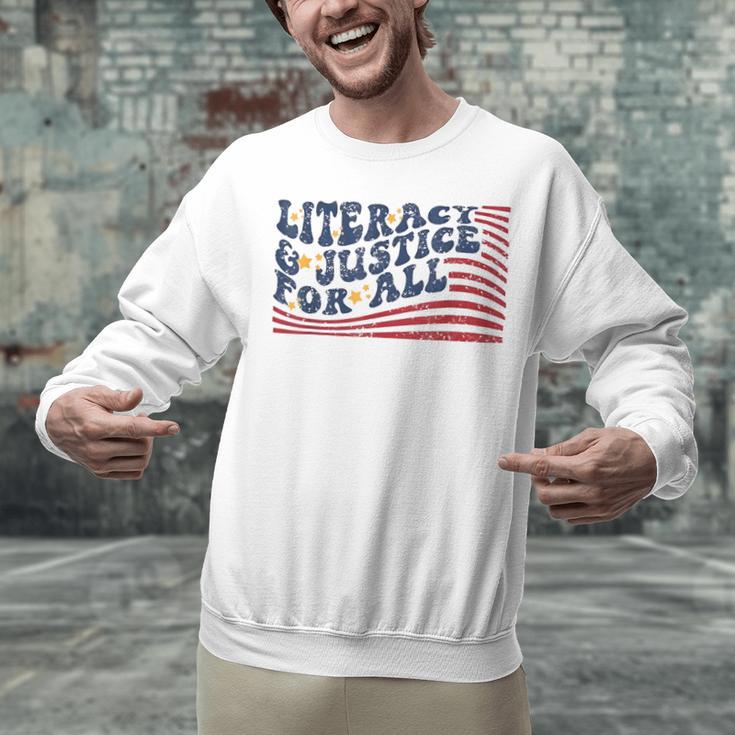 Literacy Justice For All Teacher Unisex Sweatshirt, gift for family, gift for coworker Literacy Justice For All Teacher Unisex Sweatshirt, gift for family, gift for coworker