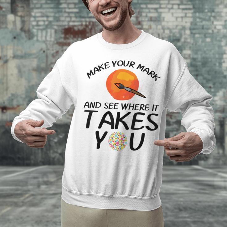 Make Mark Paintbrush International Dot Day Art Teacher Unisex Sweatshirt, gift for family, gift for coworker Make Mark Paintbrush International Dot Day Art Teacher Unisex Sweatshirt, gift for family, gift for coworker