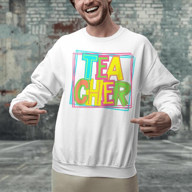 Neon Retro Teacher Cute Teacher Team New Teacher Back To Sch Unisex Sweatshirt, gift for family, gift for coworker Neon Retro Teacher Cute Teacher Team New Teacher Back To Sch Unisex Sweatshirt, gift for family, gift for coworker
