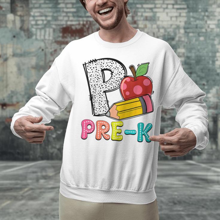 P Is For Pre-K Teacher Pencil Apple Back To School Unisex Sweatshirt, gift for family, gift for coworker