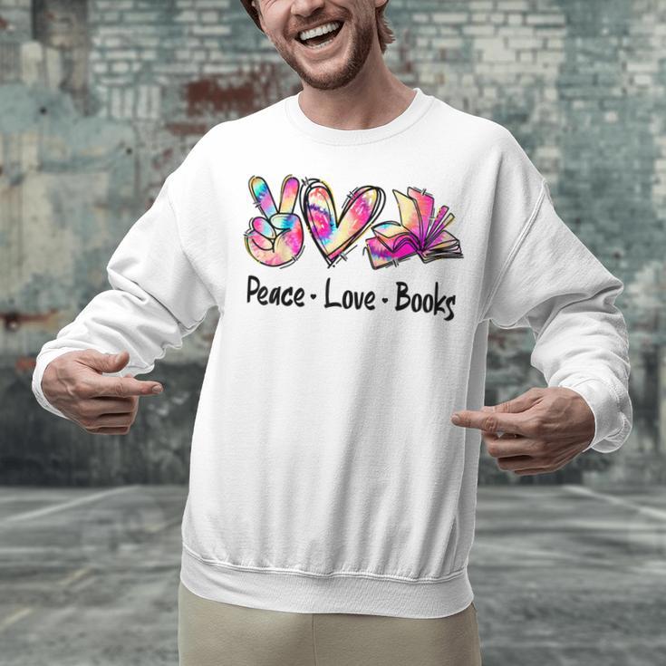 Peace Love Books Librarian Teacher Life Book Library Tie Dye Unisex Sweatshirt, gift for family, gift for coworker Peace Love Books Librarian Teacher Life Book Library Tie Dye Unisex Sweatshirt, gift for family, gift for coworker