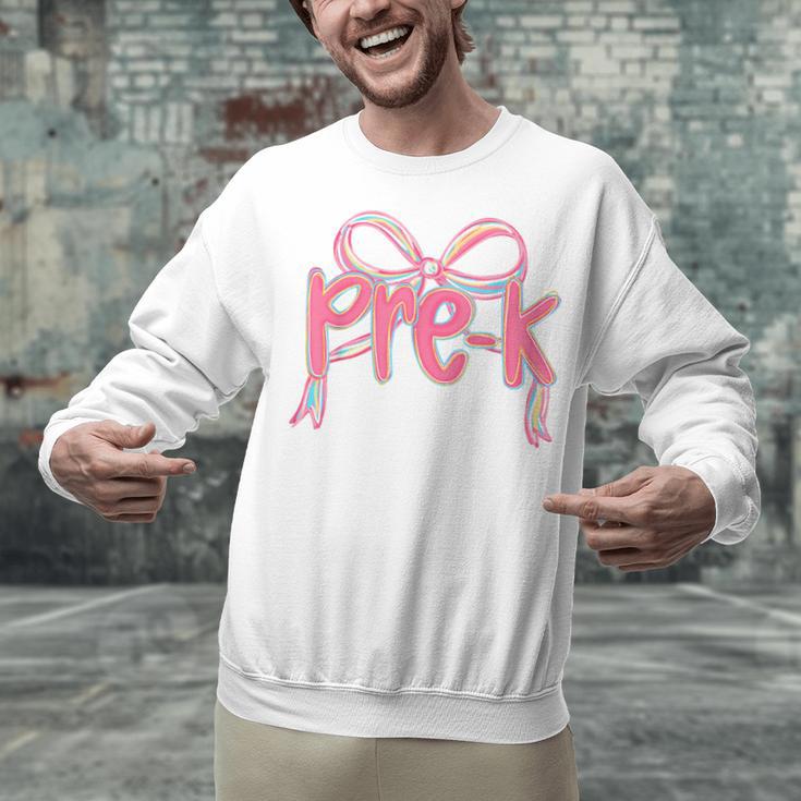 Preppy Pre k Back To School Pre-k Teachers Girls Cute Bow Unisex Sweatshirt, gift for family, gift for coworker