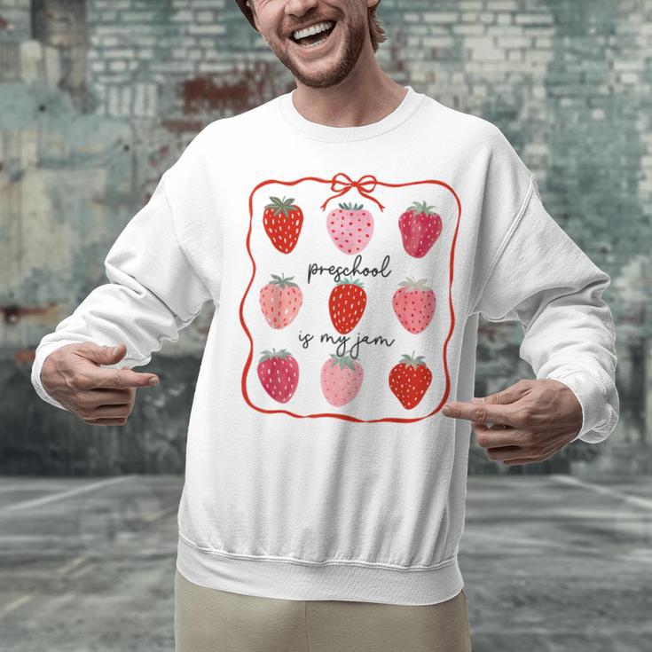 Preschool Is My Jam Strawberry Teacher First Day Of School Unisex Sweatshirt, gift for family, gift for coworker