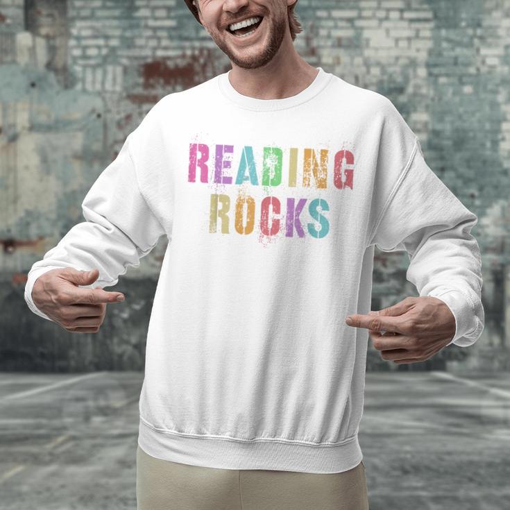 READING ROCKS English Teacher ELA ABCD Read Star Kinder Unisex Sweatshirt, English Teacher Sweatshirts, gift for family, gift for coworker READING ROCKS English Teacher ELA ABCD Read Star Kinder Unisex Sweatshirt, English Teacher Sweatshirts, gift for family, gift for coworker