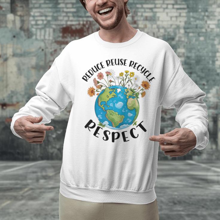 Reduce Reuse Recycle Respect Earth Day Teacher Girl Women Unisex Sweatshirt, gift for family, gift for coworker
