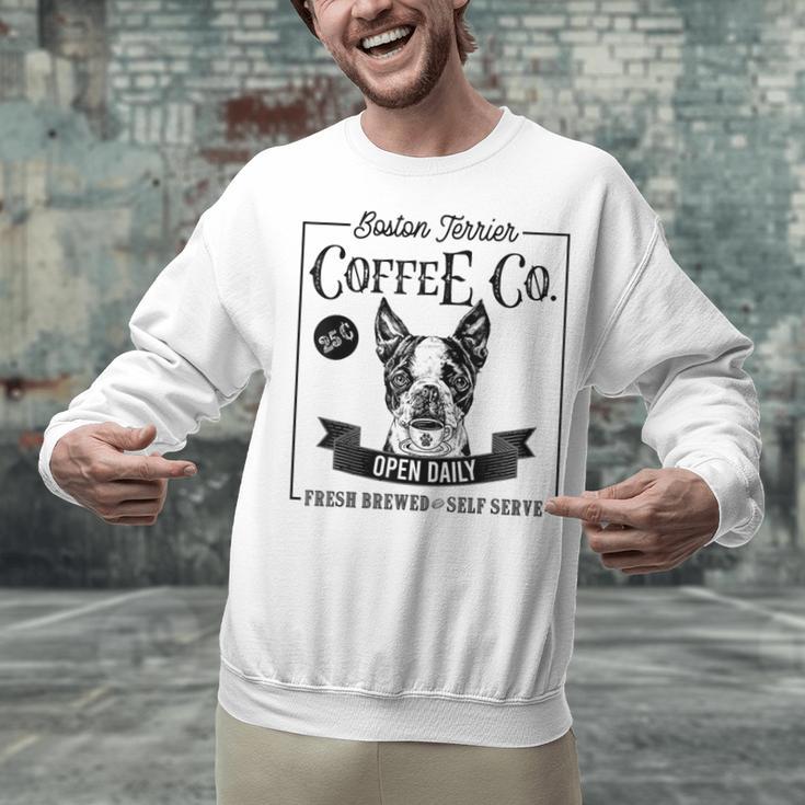 Retro Boston Terrier Coffee Dog Mom Coffee Lover Unisex Sweatshirt, Boston Terrier Mom Sweatshirts, gift for family, gift for coworker