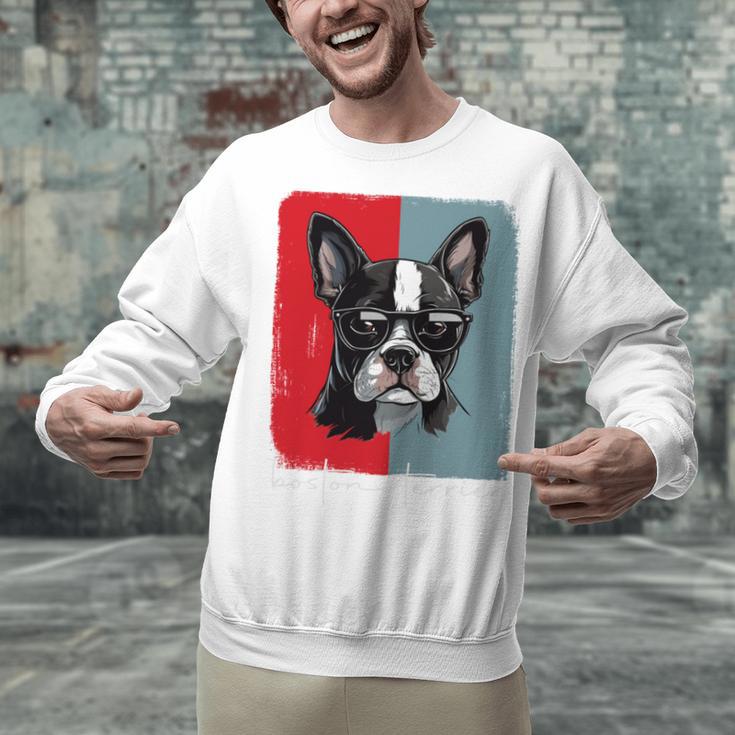 Retro Boston Terrier Dog Lover Bostie Mom Dad Dog Owner Unisex Sweatshirt, Boston Terrier Mom Sweatshirts, Boston Terrier Dad Sweatshirts, gift for family, gift for coworker