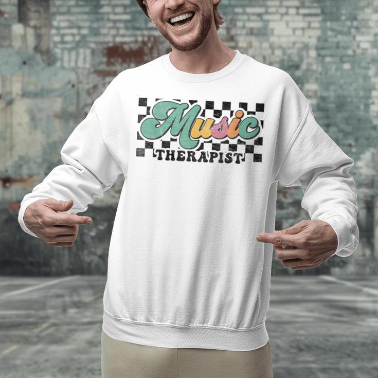 Retro Checkered Music Therapist Squad Music Therapy Teacher For Men Women Unisex Sweatshirt, gift for family, gift for coworker
