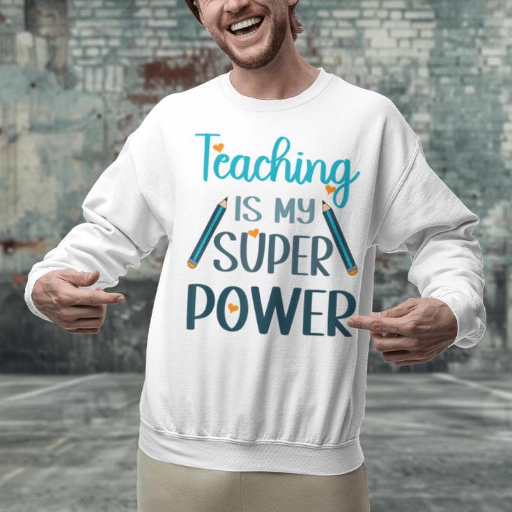Retro Groovy Teaching Is My Super Power Teacher's Present Men Women Unisex Sweatshirt, gift for family, gift for coworker