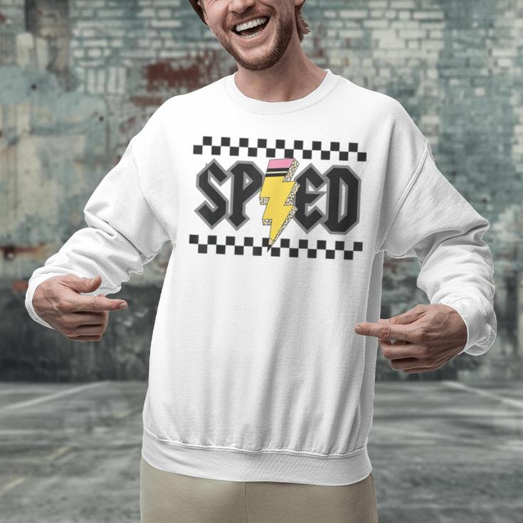 Retro SPED Teacher Pencil Lightning Bolt Back To School Unisex Sweatshirt, gift for family, gift for coworker Retro SPED Teacher Pencil Lightning Bolt Back To School Unisex Sweatshirt, gift for family, gift for coworker