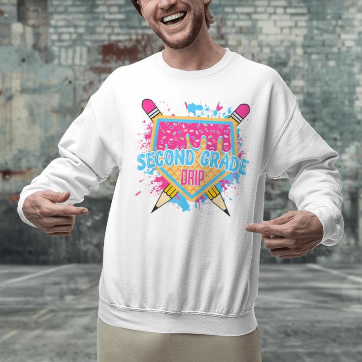 Second Grade Drip Ice Cream Home Plate Baseball Teachers Kid Unisex Sweatshirt, gift for family, gift for coworker Second Grade Drip Ice Cream Home Plate Baseball Teachers Kid Unisex Sweatshirt, gift for family, gift for coworker