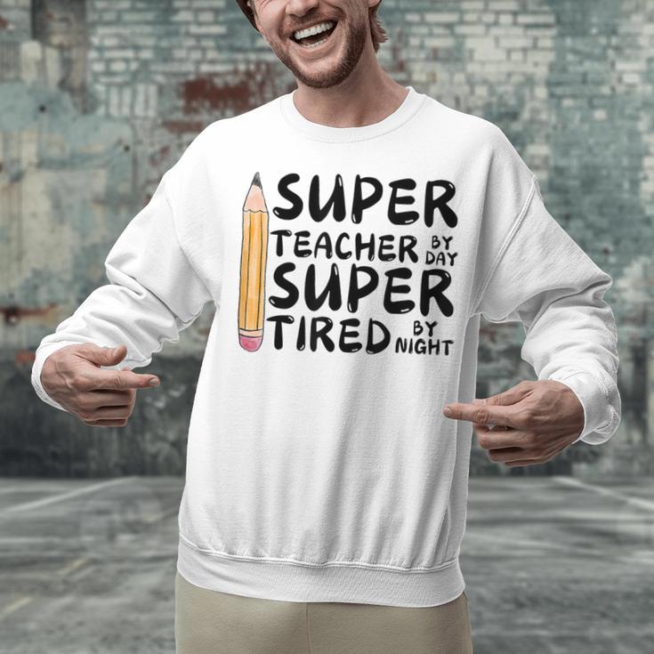Super Teacher By Day Super Tired By Night Back To School Unisex Sweatshirt, Super Teacher Sweatshirts, gift for family, gift for coworker Super Teacher By Day Super Tired By Night Back To School Unisex Sweatshirt, Super Teacher Sweatshirts, gift for family, gift for coworker