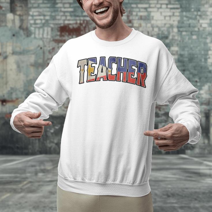 Teacher Filipino Vintage Heritage DNA Flag Unisex Sweatshirt, gift for family, gift for coworker Teacher Filipino Vintage Heritage DNA Flag Unisex Sweatshirt, gift for family, gift for coworker