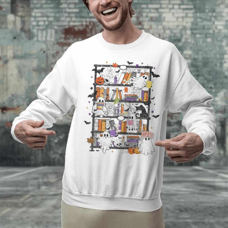 Teacher Library Ghost Reading Book Halloween Cat Unisex Sweatshirt, gift for family, gift for coworker Teacher Library Ghost Reading Book Halloween Cat Unisex Sweatshirt, gift for family, gift for coworker