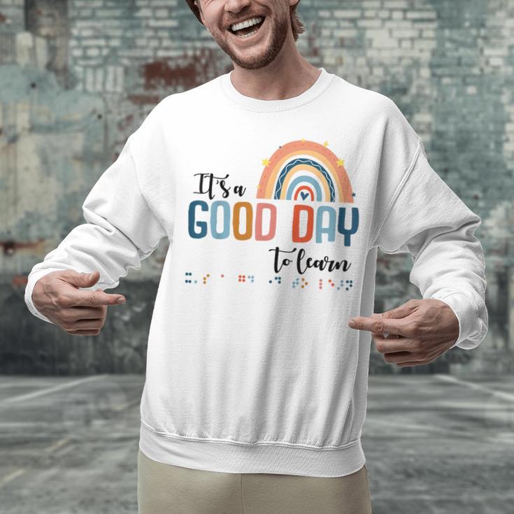 Teacher Of Visually Impaired Braille A Good Day To Learn Unisex Sweatshirt, gift for family, gift for coworker Teacher Of Visually Impaired Braille A Good Day To Learn Unisex Sweatshirt, gift for family, gift for coworker