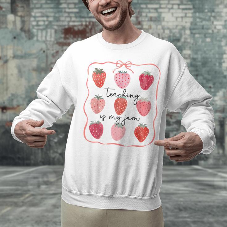 Teaching Is My Jam Teacher Team Crew Cute Strawberry Girls Unisex Sweatshirt, gift for family, gift for coworker Teaching Is My Jam Teacher Team Crew Cute Strawberry Girls Unisex Sweatshirt, gift for family, gift for coworker