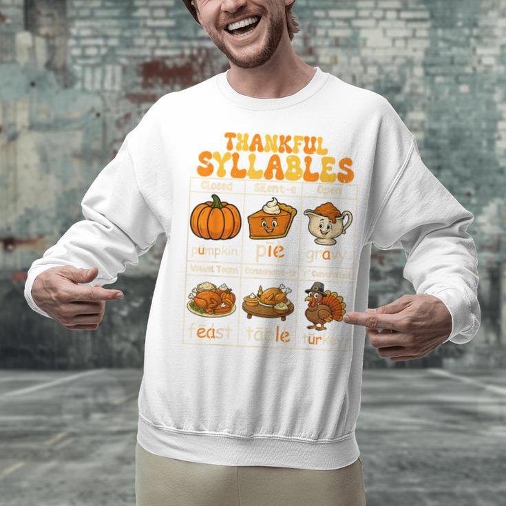 Thankful Syllables Teacher Thanksgiving Educational Kids Unisex Sweatshirt, gift for family, gift for coworker